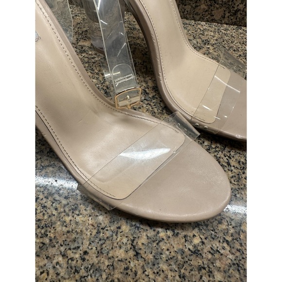 Steve Madden Camille Shoes Womens Size 10 Clear Strap Nude Block Heels Sandals - Picture 5 of 12